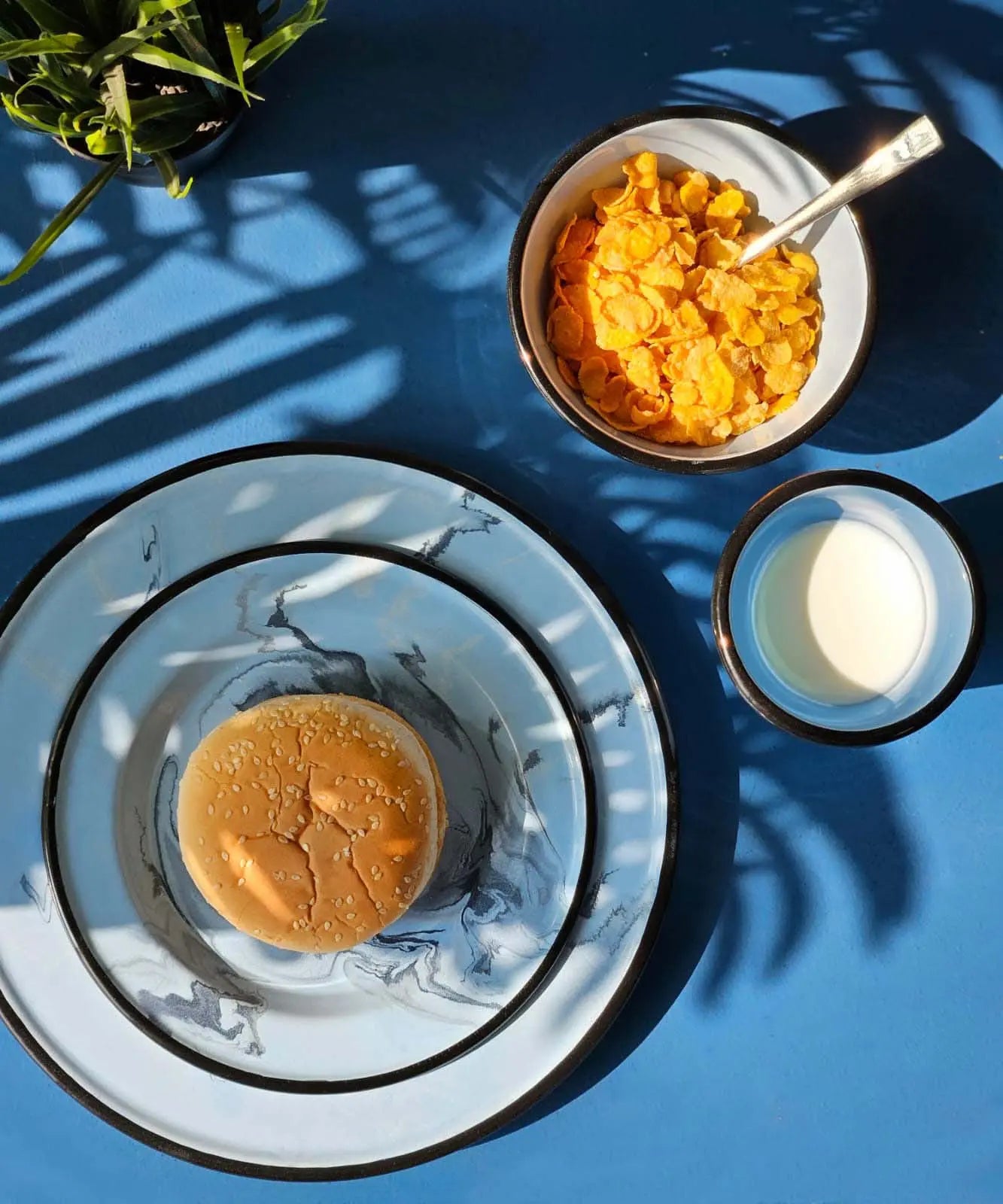 Blue Swirl Enamel Breakfast Set