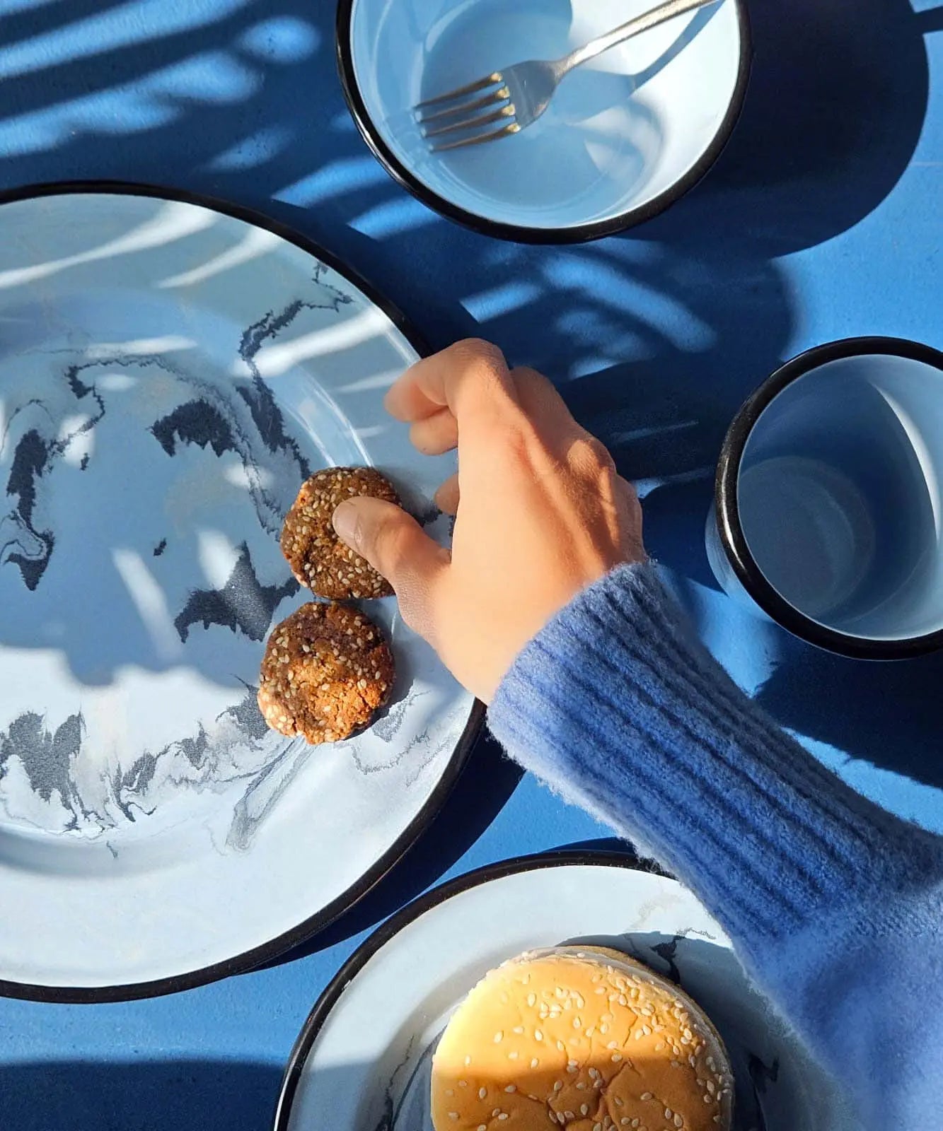 Blue Swirl Enamel Dinner Set