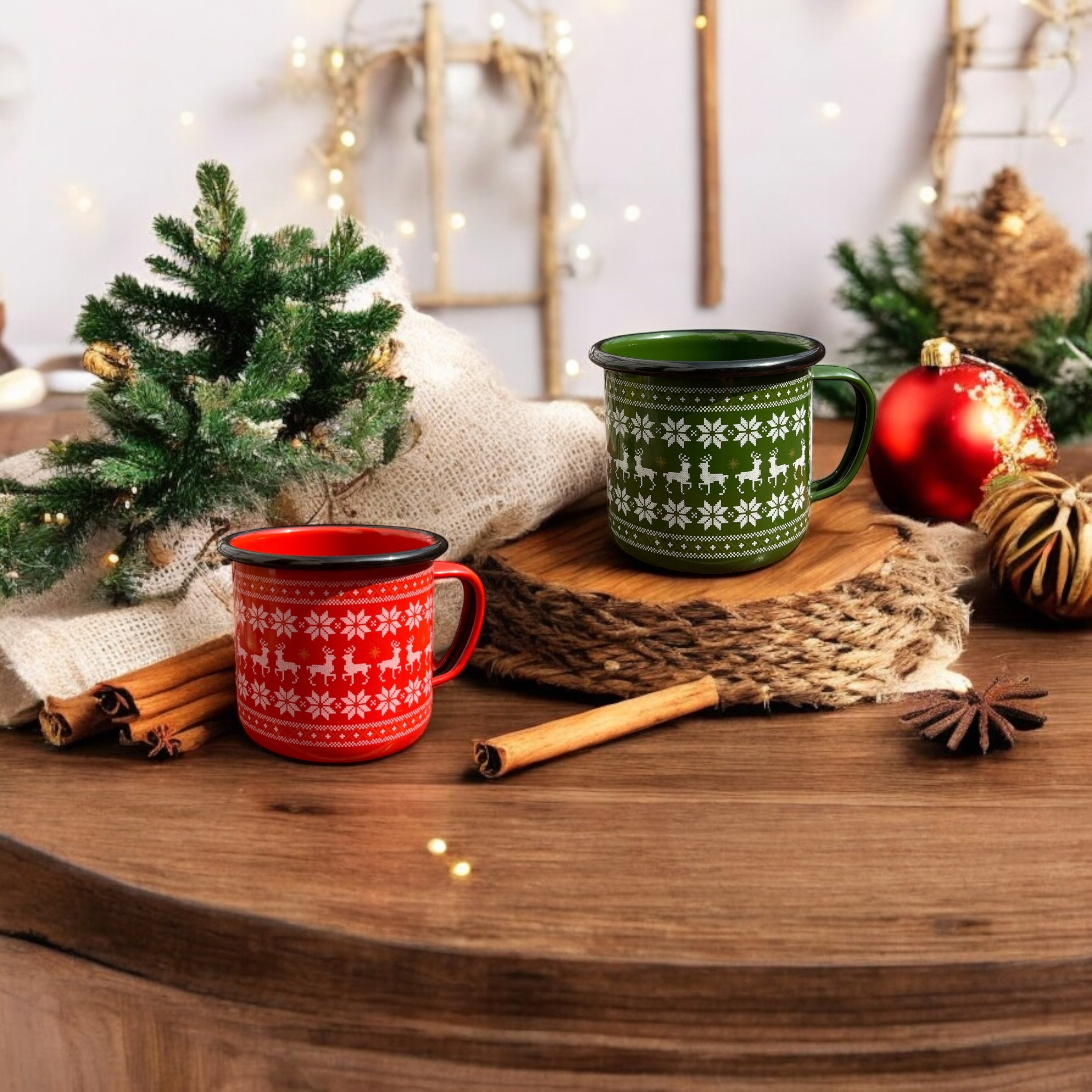 CHRISTMAS COFFEE MUGS SET OF TWO