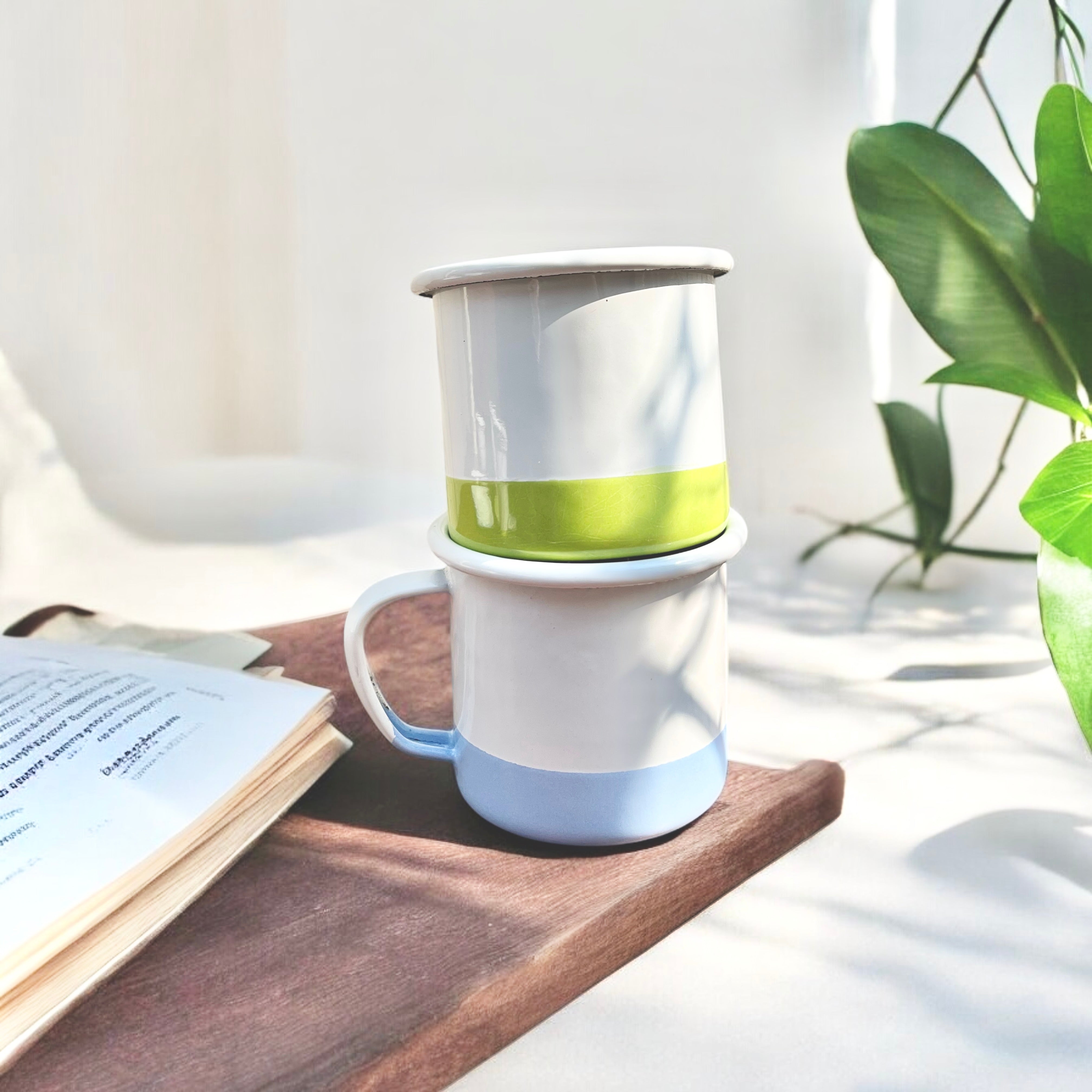 blue green coffee mug set